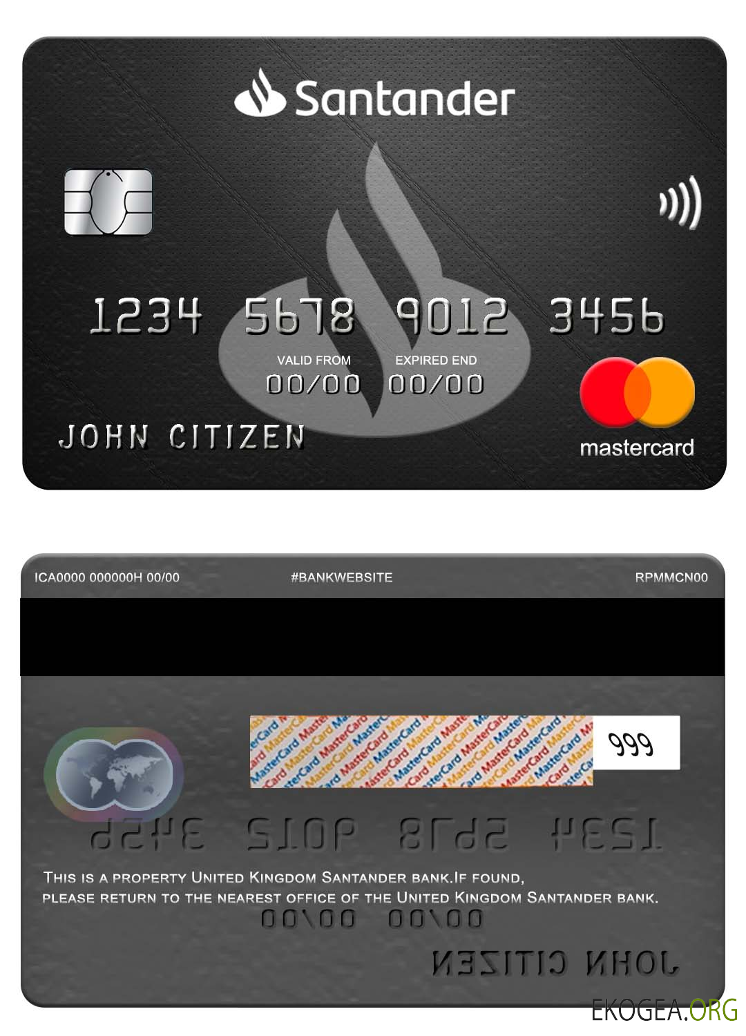 Carte Mastercard de la banque Santander au Royaume Uni